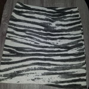 Express Gray and White Knit High Waisted Skirt